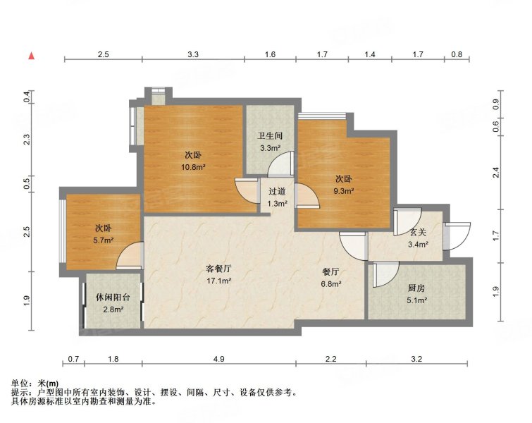 桂湖名城3室2厅1卫90.35㎡南北96万