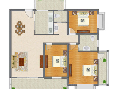 3室2厅 140.98平米户型图