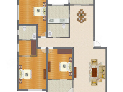 3室2厅 205.42平米
