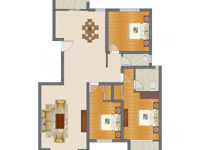 3室2厅 142.48平米户型图