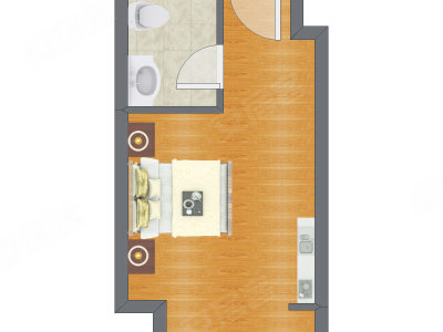1室0厅 32.00平米户型图