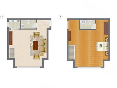1室2厅 50.98平米