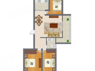 3室2厅 55.67平米