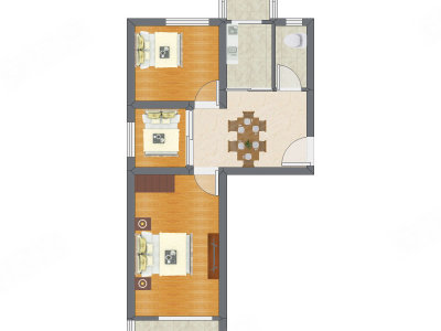 3室1厅 65.18平米