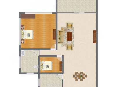 2室2厅 154.00平米户型图