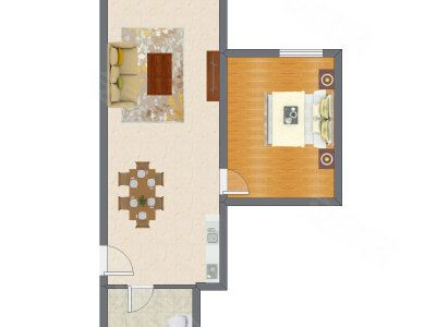 1室2厅 79.28平米户型图