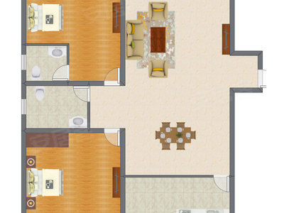 2室2厅 133.00平米户型图