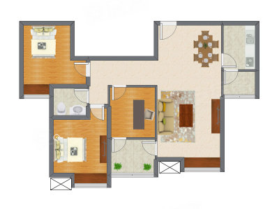 3室2厅 103.67平米户型图