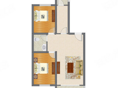 2室2厅 90.89平米户型图