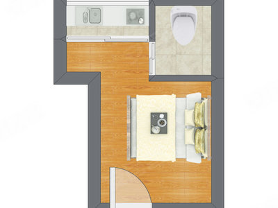 1室0厅 15.88平米户型图