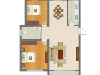 2室1厅 75.16平米户型图