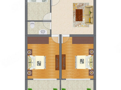 2室1厅 76.17平米