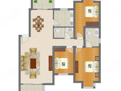 3室2厅 93.36平米