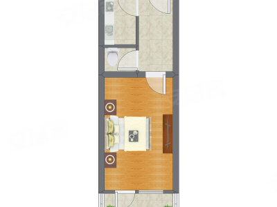 1室0厅 37.03平米户型图