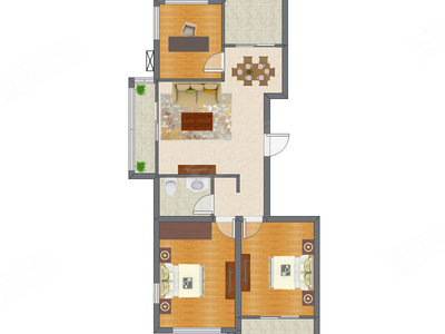 2室2厅 99.16平米
