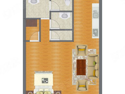 1室1厅 48.35平米户型图