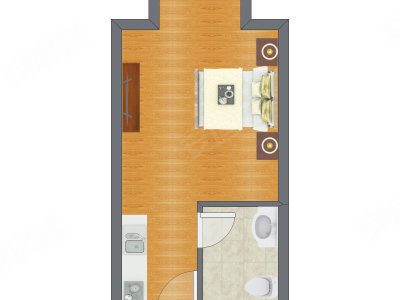 1室0厅 38.30平米户型图