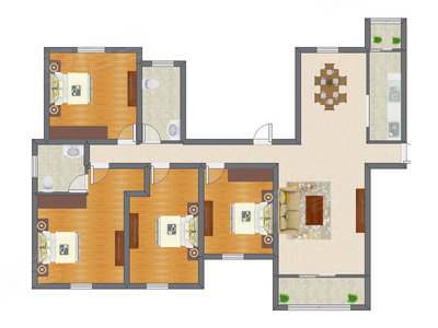 3室2厅 123.57平米户型图