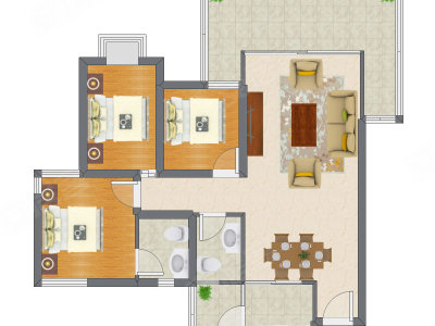 3室2厅 98.80平米