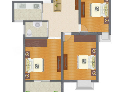 3室1厅 65.16平米