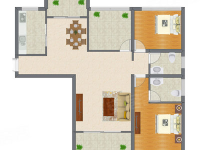 2室2厅 113.49平米户型图