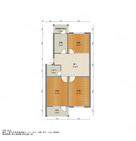 恒通生活小区3室2厅1卫65.22㎡南北65万