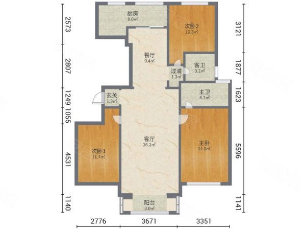 青岛李沧金水路莱茵河畔莱茵河畔 3室2厅2卫