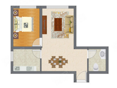 1室2厅 60.30平米户型图