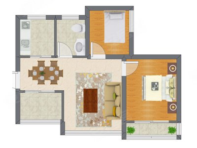 2室2厅 59.00平米