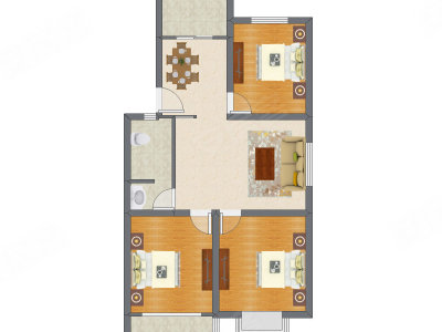 3室2厅 106.55平米户型图