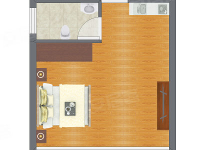 1室1厅 32.76平米户型图