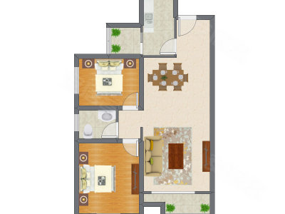 2室2厅 99.80平米户型图