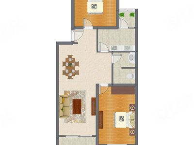 2室2厅 114.91平米户型图