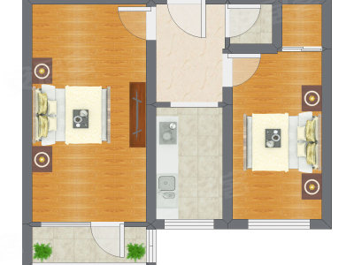 2室0厅 55.34平米户型图