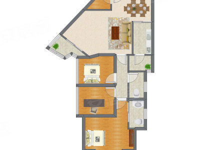 3室2厅 122.52平米户型图
