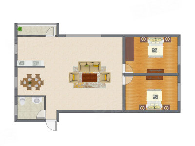 2室1厅 93.33平米户型图