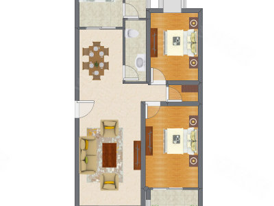 2室2厅 103.88平米户型图