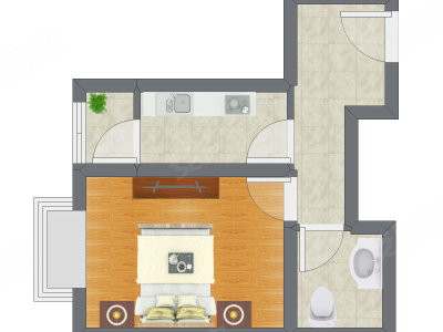 1室0厅 40.37平米户型图