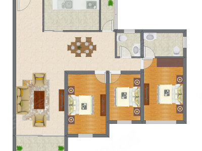 3室2厅 154.68平米
