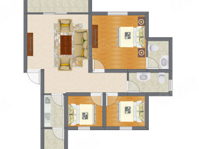 3室2厅 90.89平米