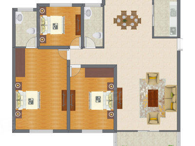 3室1厅 118.65平米