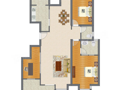 3室2厅 144.04平米户型图
