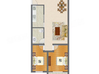 2室2厅 105.11平米户型图