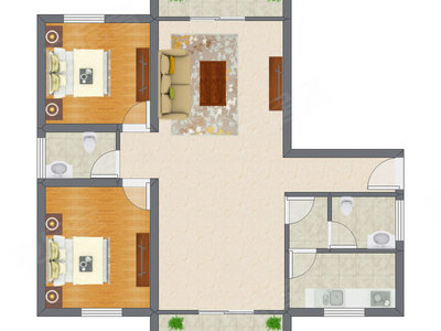 2室1厅 133.20平米户型图