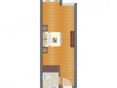 1室0厅 37.53平米户型图