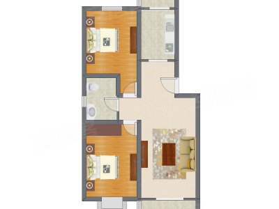 2室1厅 101.55平米户型图