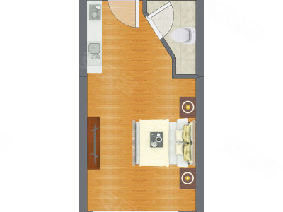 1室0厅 37.78平米户型图