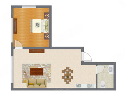 1室2厅 80.58平米户型图