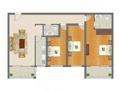 3室1厅 150.30平米