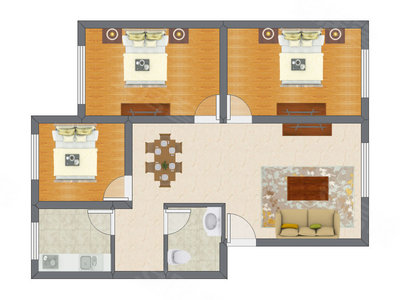 3室2厅 101.56平米户型图